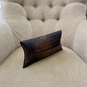 VTG Auth GLEN ARTHUR Genuine Python Snake Luxurious Brown Art Deco Clutch Bag